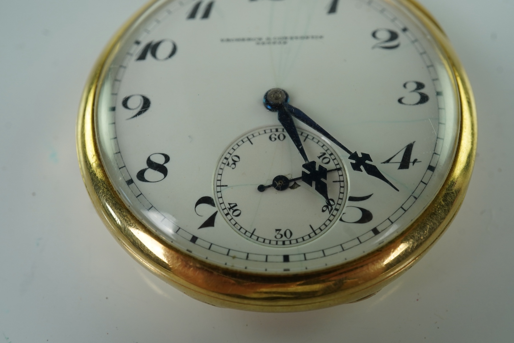 An early to mid 20th century 18ct gold Vacheron & Constantin open faced keyless lever dress pocket watch